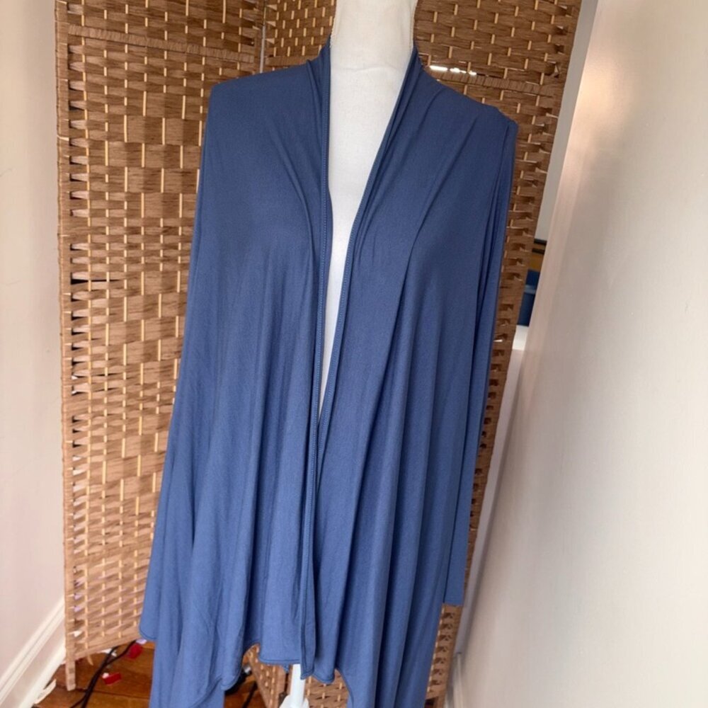 NEW NWT J.Jill Wearever Collection Jersey Knit Open Front Waterfall Cardigan L
